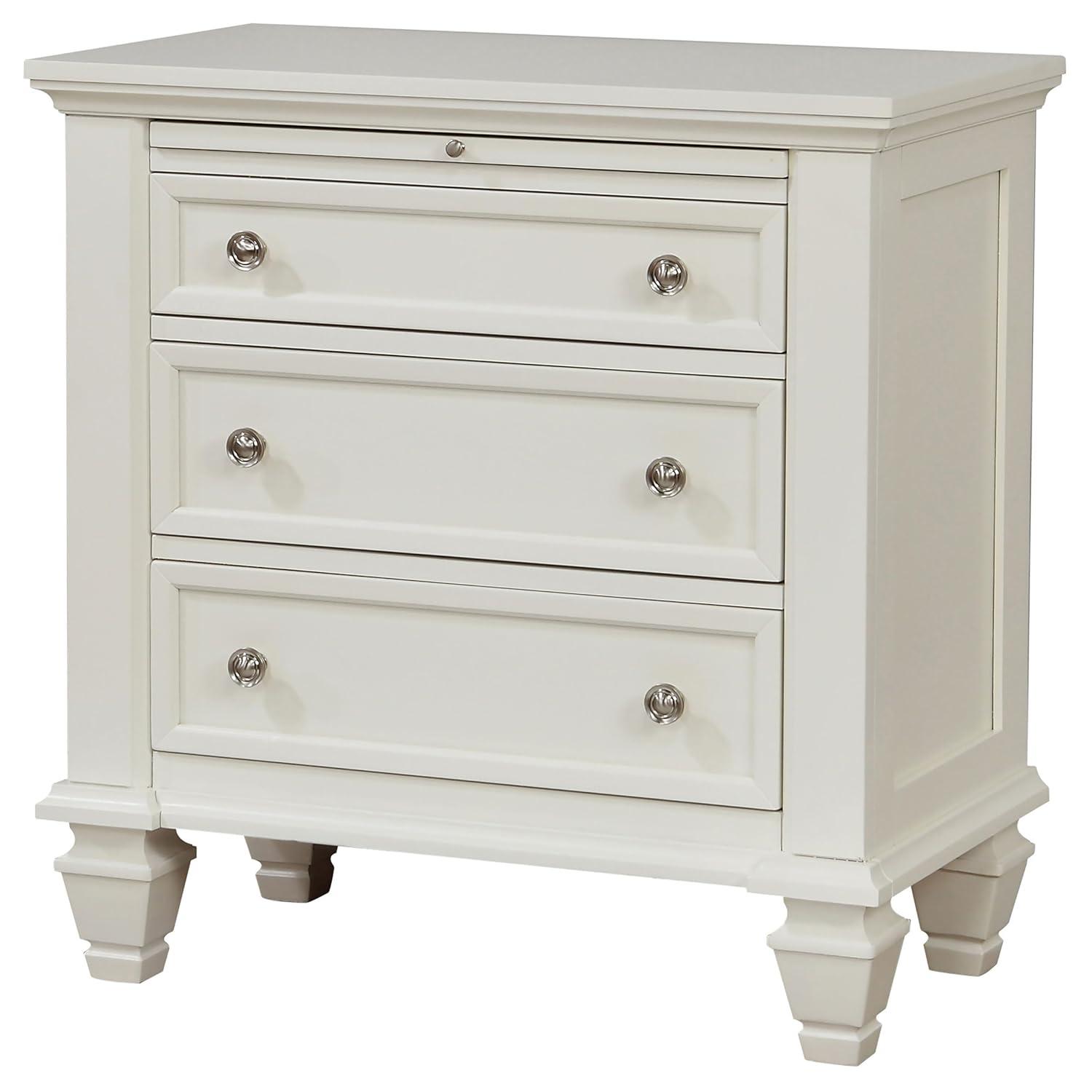 Coaster Sandy Beach Coastal 3-Drawer Wood Nightstand in White