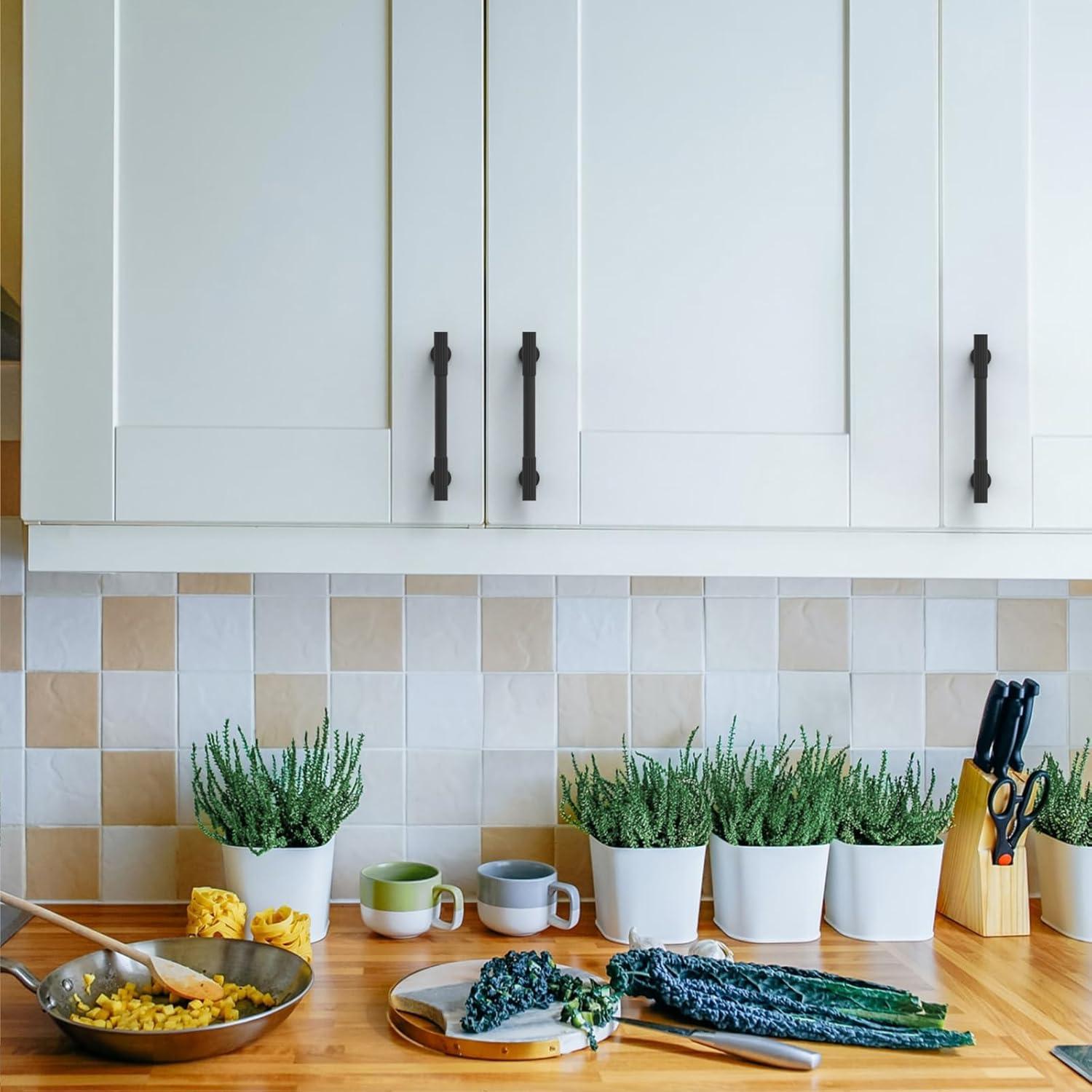 Piper Kitchen Handles, Solid Core Drawer Pulls for Cabinet Doors, 3-3/4" (96mm)