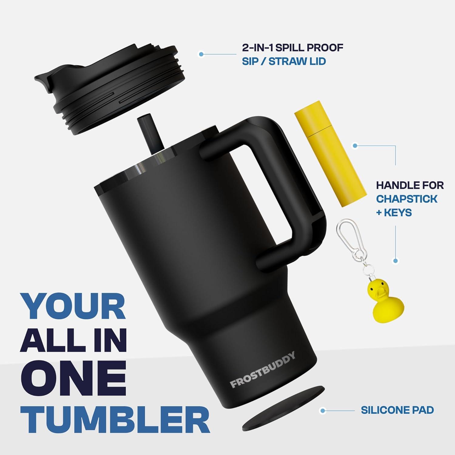 FrostBuddy 40 Oz Thicc Buddy Insulated Tumbler | Stainless Steel + Chapstick Holder Lights 40
