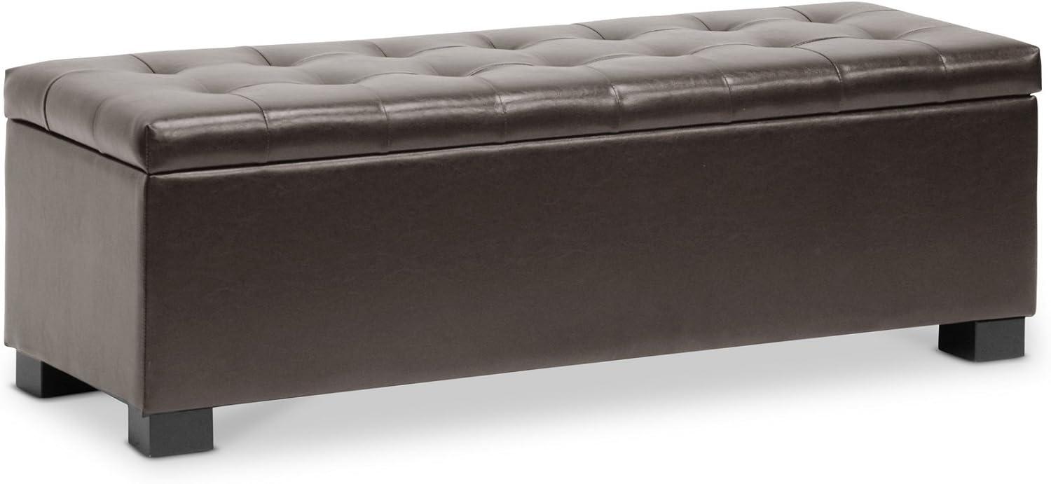 Roanoke Storage Ottoman Dark Brown - Baxton Studio: Upholstered Bench, Wood Frame, Spot Clean