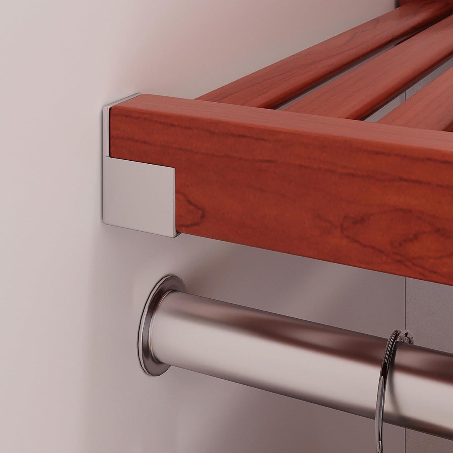 Red Mahogany Solid Wood Closet Organizer System with Shelves and Hanging Rods