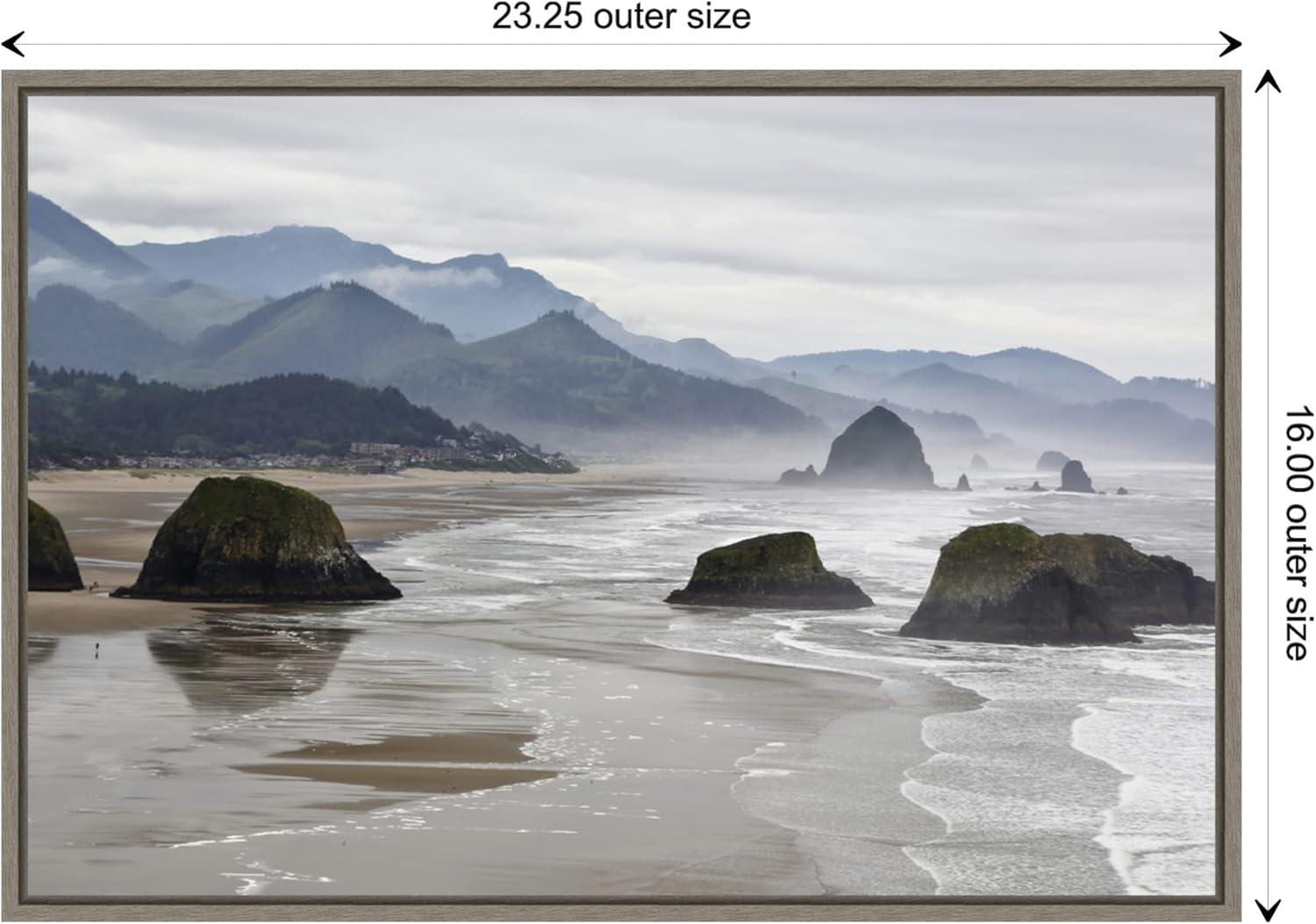 Amanti Art Cannon Beach fog rises over the coastline by Jaynes Gallery Danita Delimont Canvas Wall Art Print Framed 23 x 16-in.