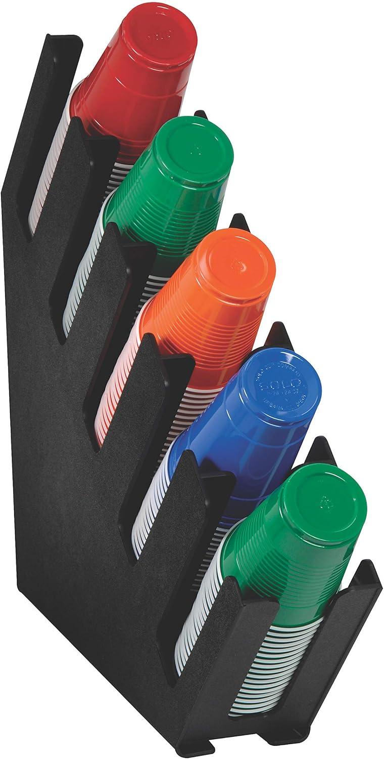 Black Polystyrene 5-Compartment Cup and Lid Organizer