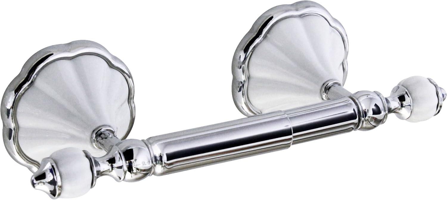 FLORA 4 Piece Bathroom Accessories Set in White Porcelain and Polished Chrome