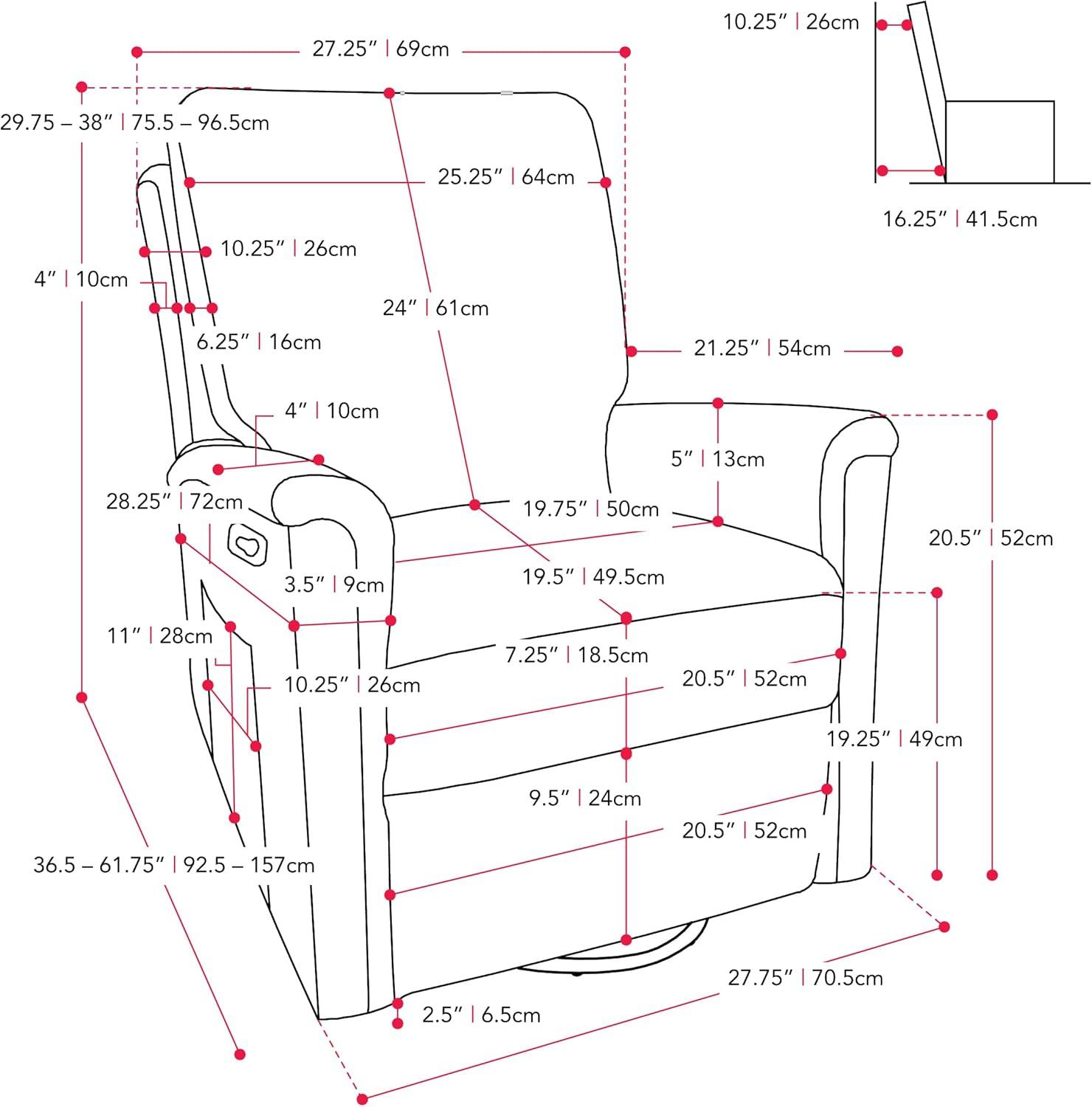 CorLiving Jasmine Swivel Glider Press-Back Recliner Chair Blue: Upholstered Polyester, Metal & Wood Frame, 300lb Capacity