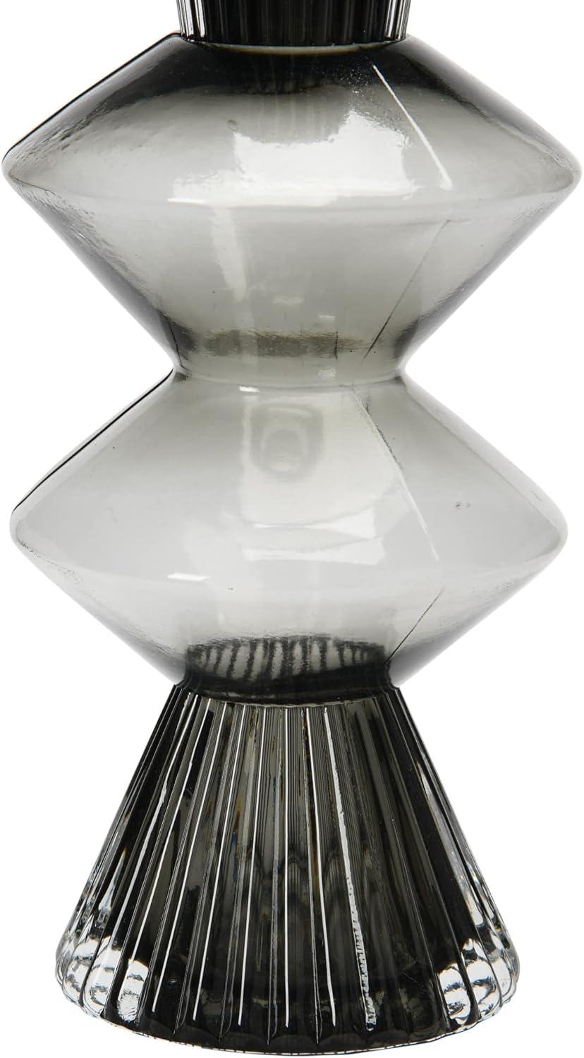 Elegant Fluted Glass Decorative Vase, 10" Smoke Finish