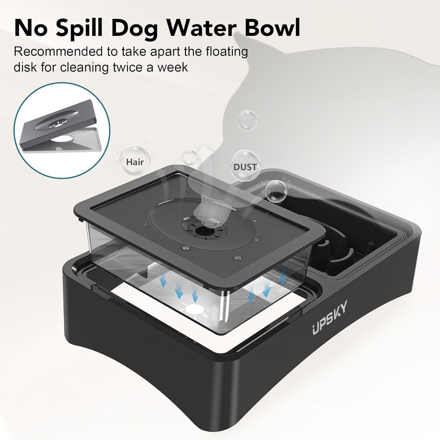 UPSKY 2-in-1 Elevated Dog Bowls Slow Feeder, 4 Height Adjustable Raised Dog Bowl Stand No Spill Dog Water Bowl Dispenser, Anti-Slip Dog Food and Water Bowl for Small Medium Dogs.