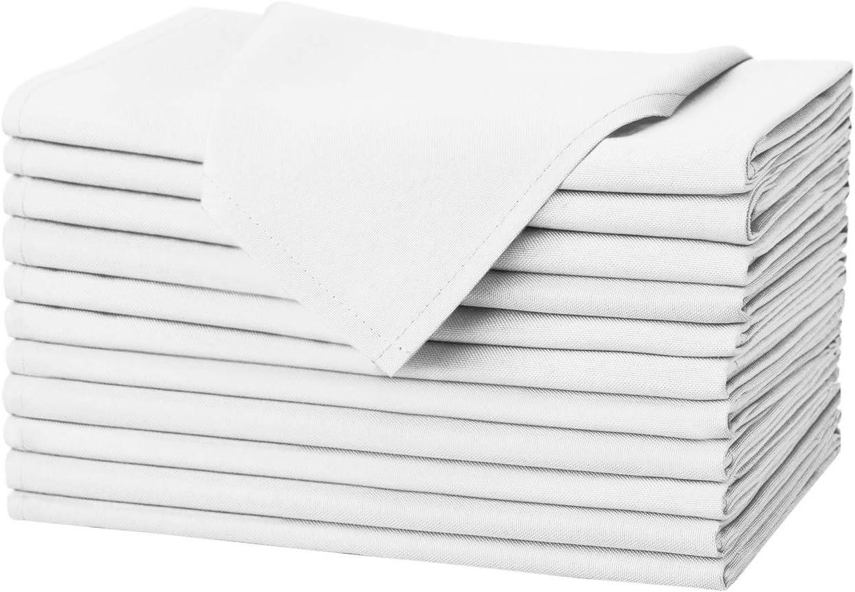 Set of 12 White Cotton Dinner Napkins 18x18"