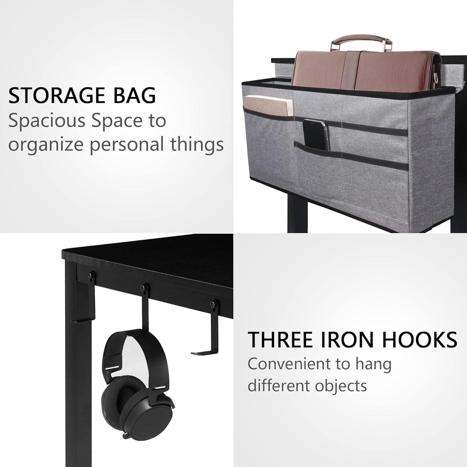 AHB 39" Rolling Computer Desk with 4 Smooth Wheels, Simple Style Mobile Writing Desk Home Office Study Table Movable Workstation with Metal Frame