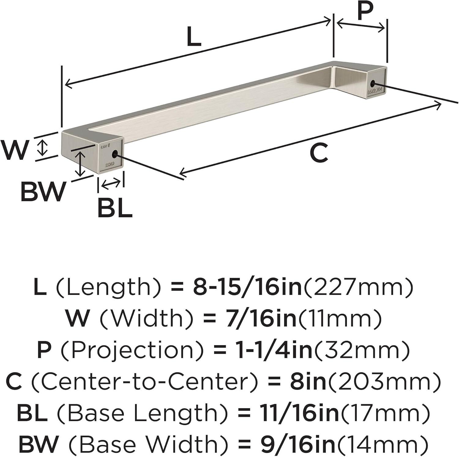 Satin Nickel Modern Cabinet Pull with Mounting Hardware