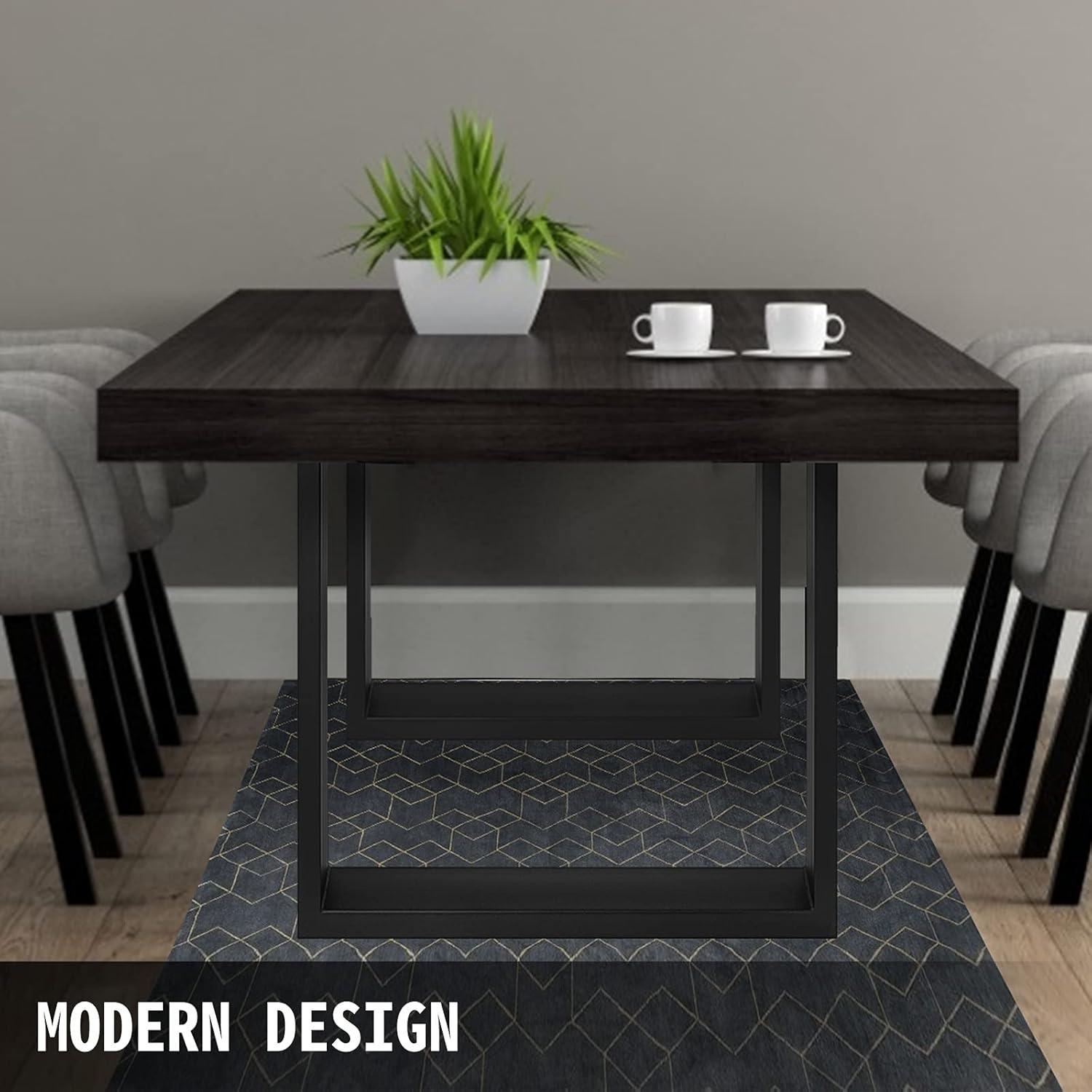 VEVOR Set of 2 Steel Table Legs, 28'' Height 24'' Wide, Heavy Duty 3.1'' Width Box Section Square, 28x24x3.1 Inch Black Industrial Country Style Dining Legs