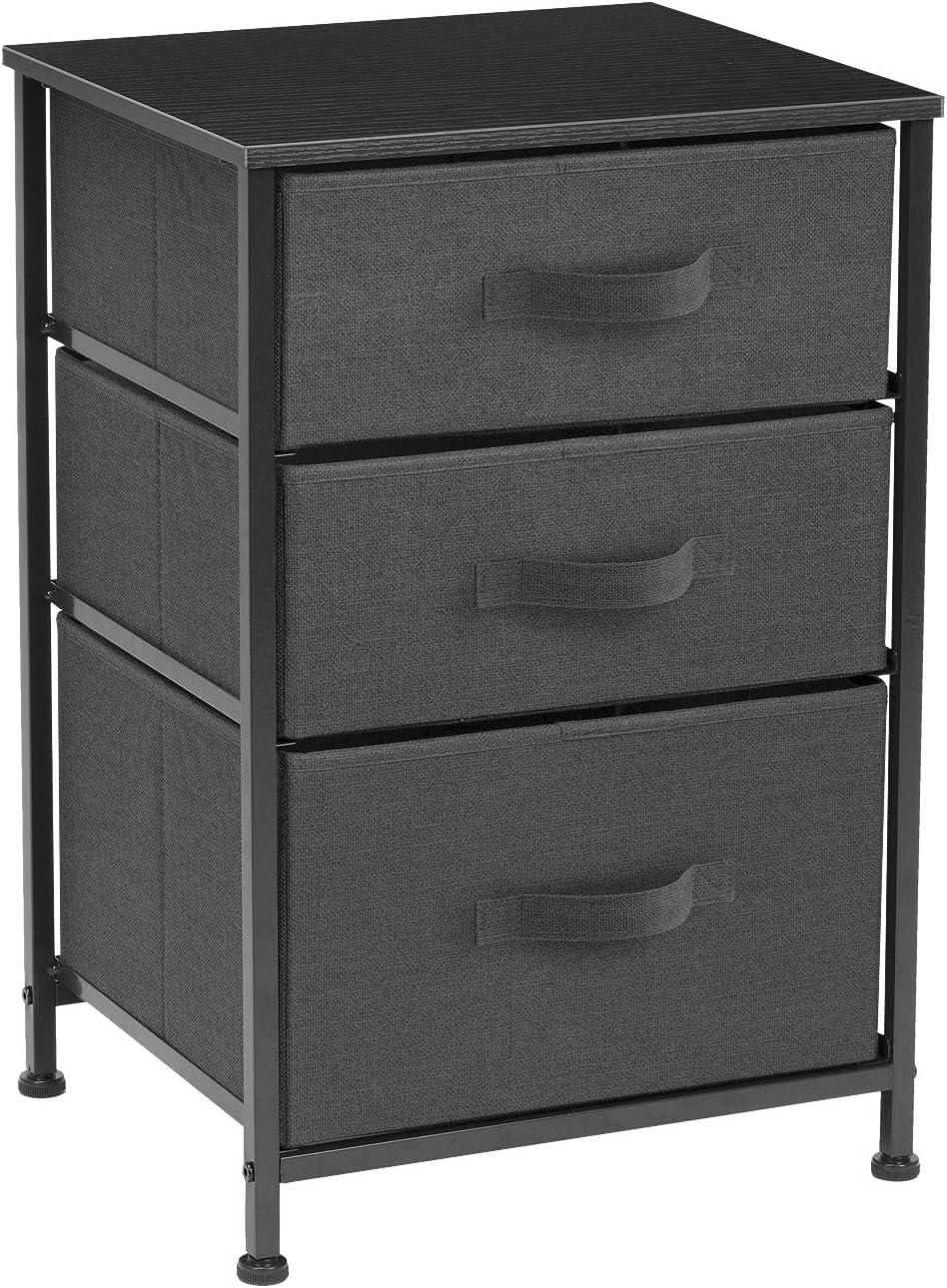 Sorbus 3  Drawers - Steel Frame, Wood Top & Easy Pull Fabric Bins - Perfect for Home, Bedroom, Office & College Dorm