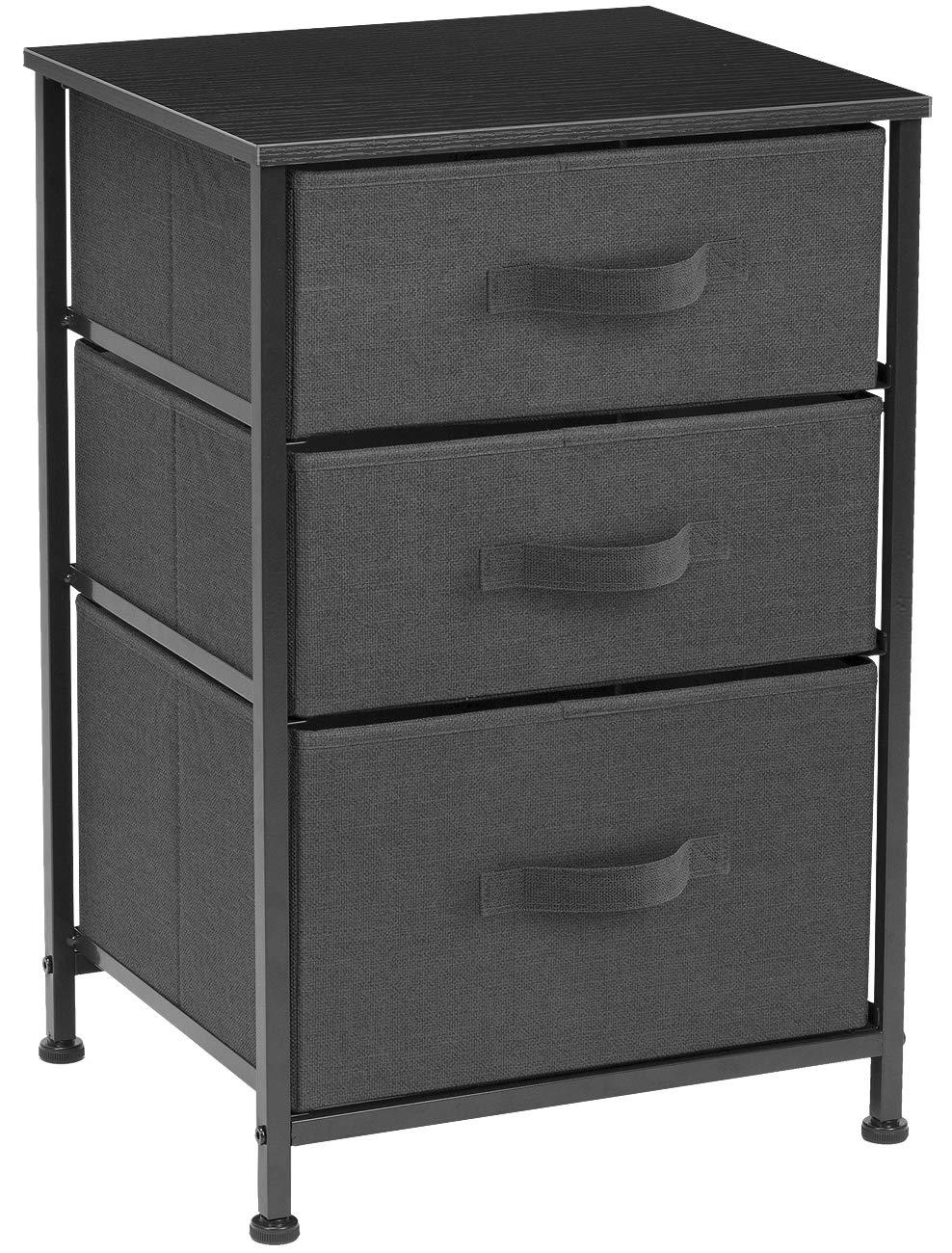Sorbus 3  Drawers - Steel Frame, Wood Top & Easy Pull Fabric Bins - Perfect for Home, Bedroom, Office & College Dorm