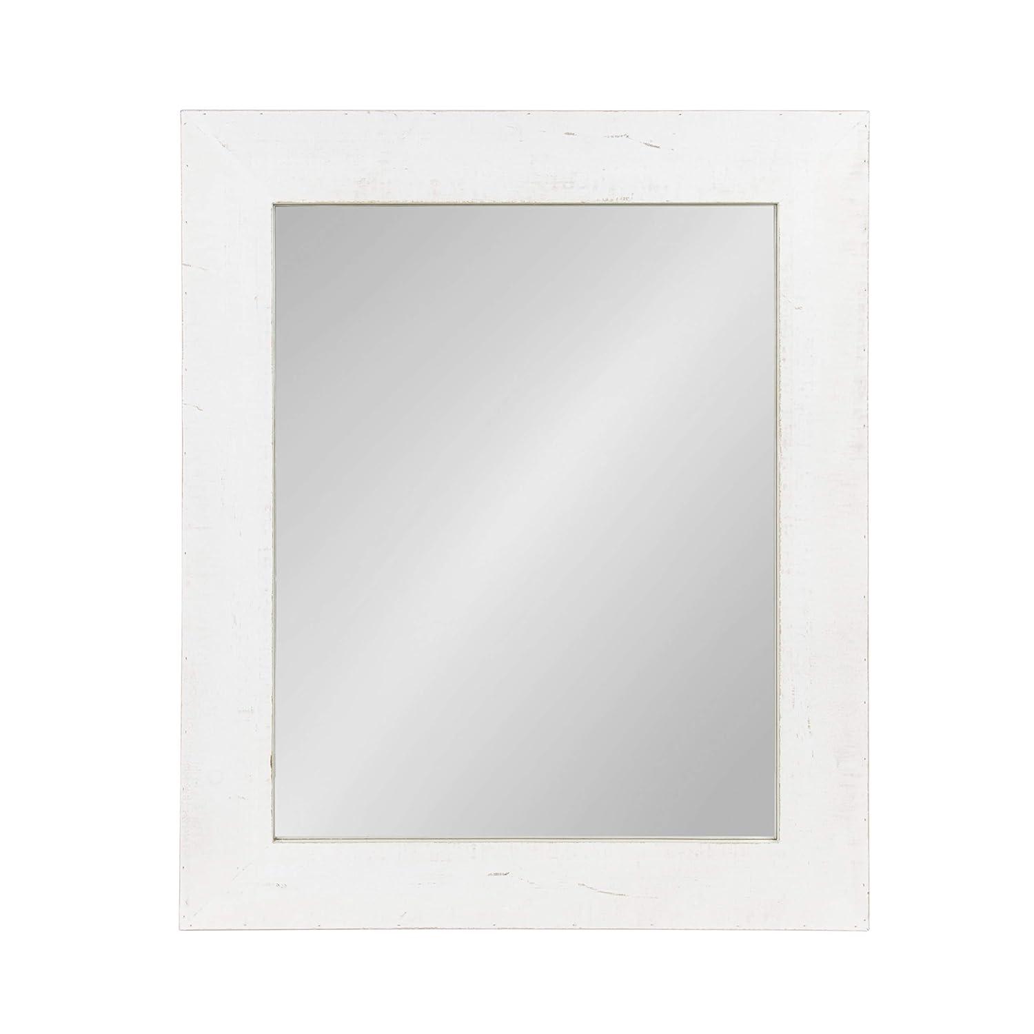 30" x 36" Garvey Wood Framed Wall Mirror White - Kate and Laurel: Modern Rectangle, No Assembly, Wall Mount
