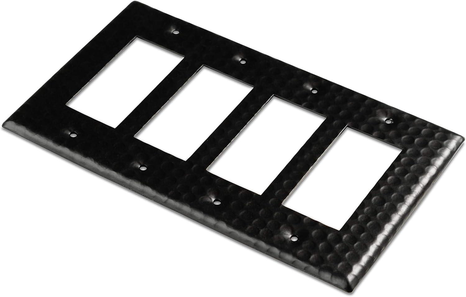 Monarch Abode Hand Hammered 4-Gang Rocker Light Switch Standard Wall Plate