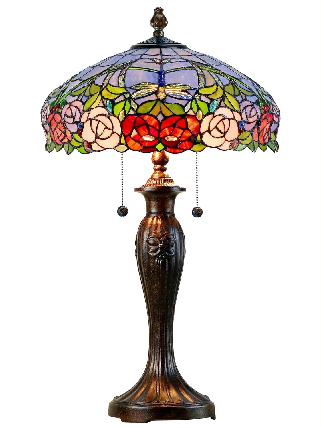 Zenia Rose 27" Blue and Multicolor Art Glass Table Lamp