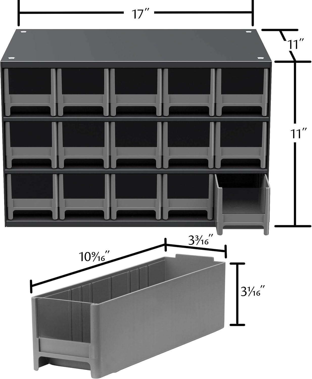 Gray Steel and Plastic 15-Drawer Storage Cabinet