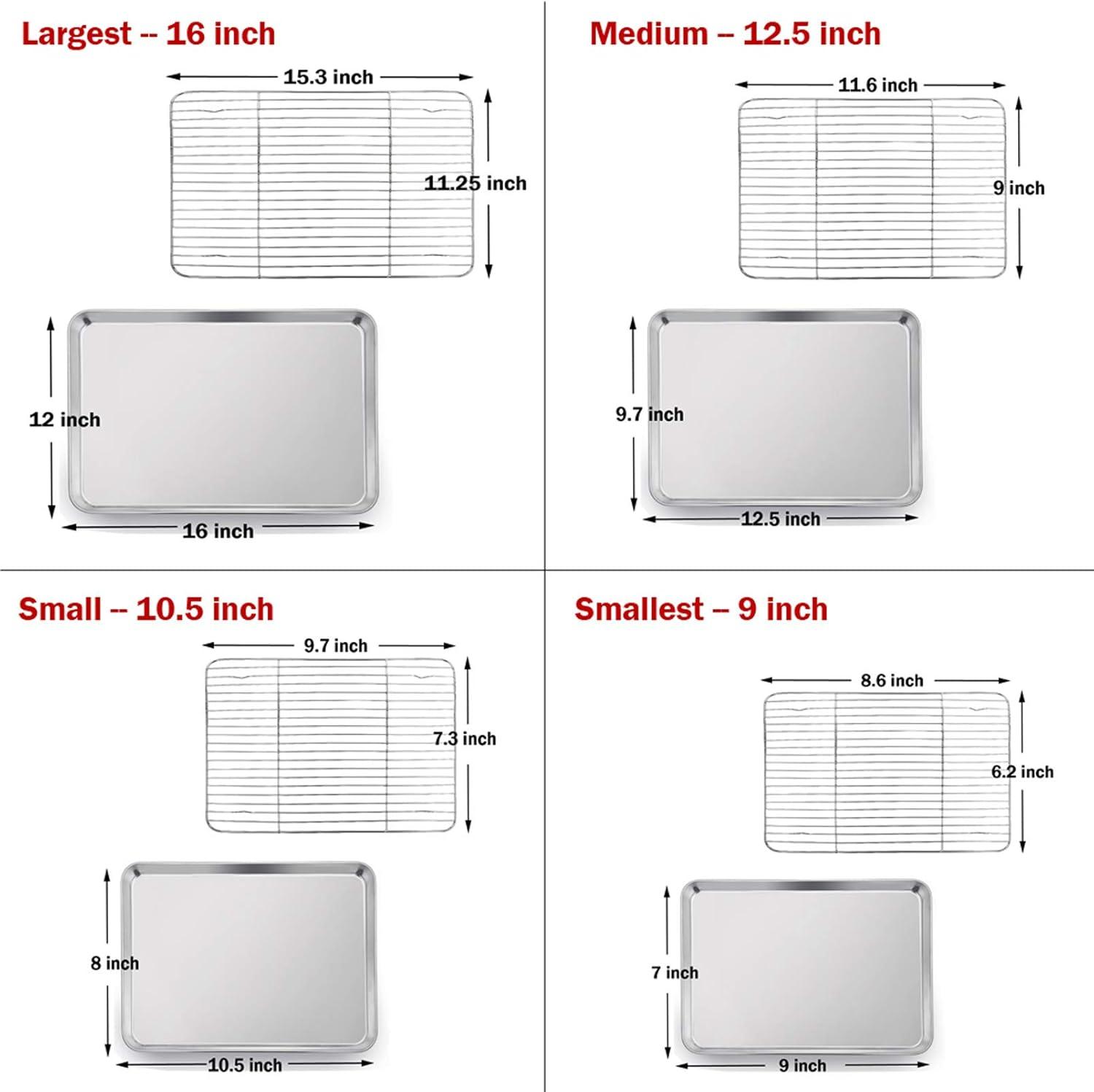 Stainless Steel Baking Sheet and Rack Set, 4 Sizes