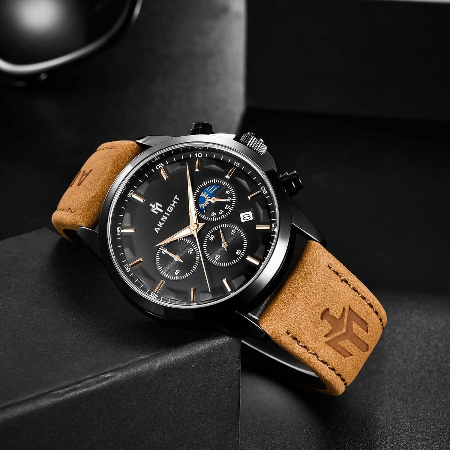 BY BENYAR Mens Watches Analog Quartz Chronograph Waterproof Wrist Watches for Men Fashion Business Work Casual Sport Designer Dress Watch with Calendar Elegant Gifts for Men