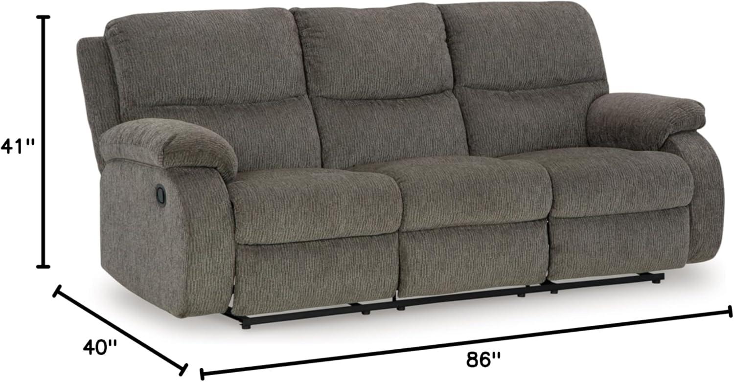 Brindle Gray Microfiber Reclining Sofa with Bustle Back