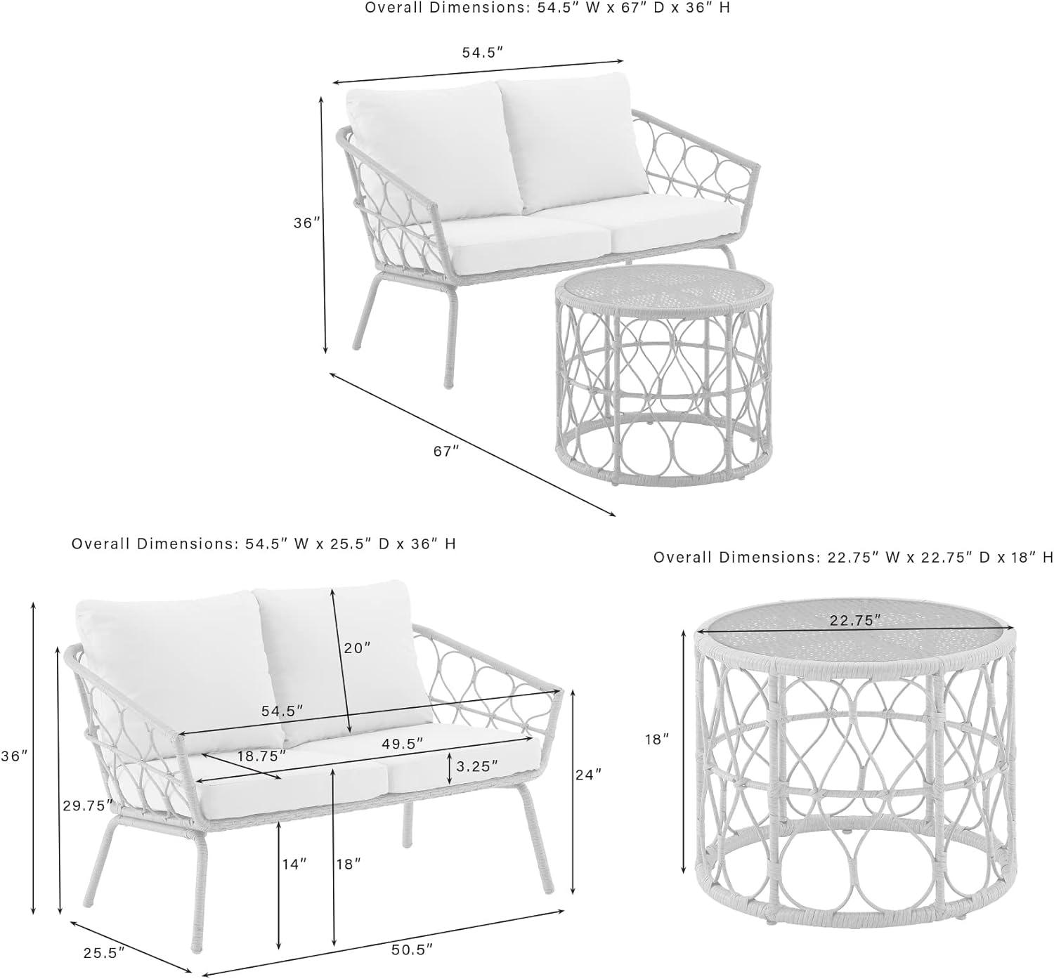 Juniper 2pc Outdoor Wicker Conversation Set: Steel Frame, Weather-Resistant - Crosley