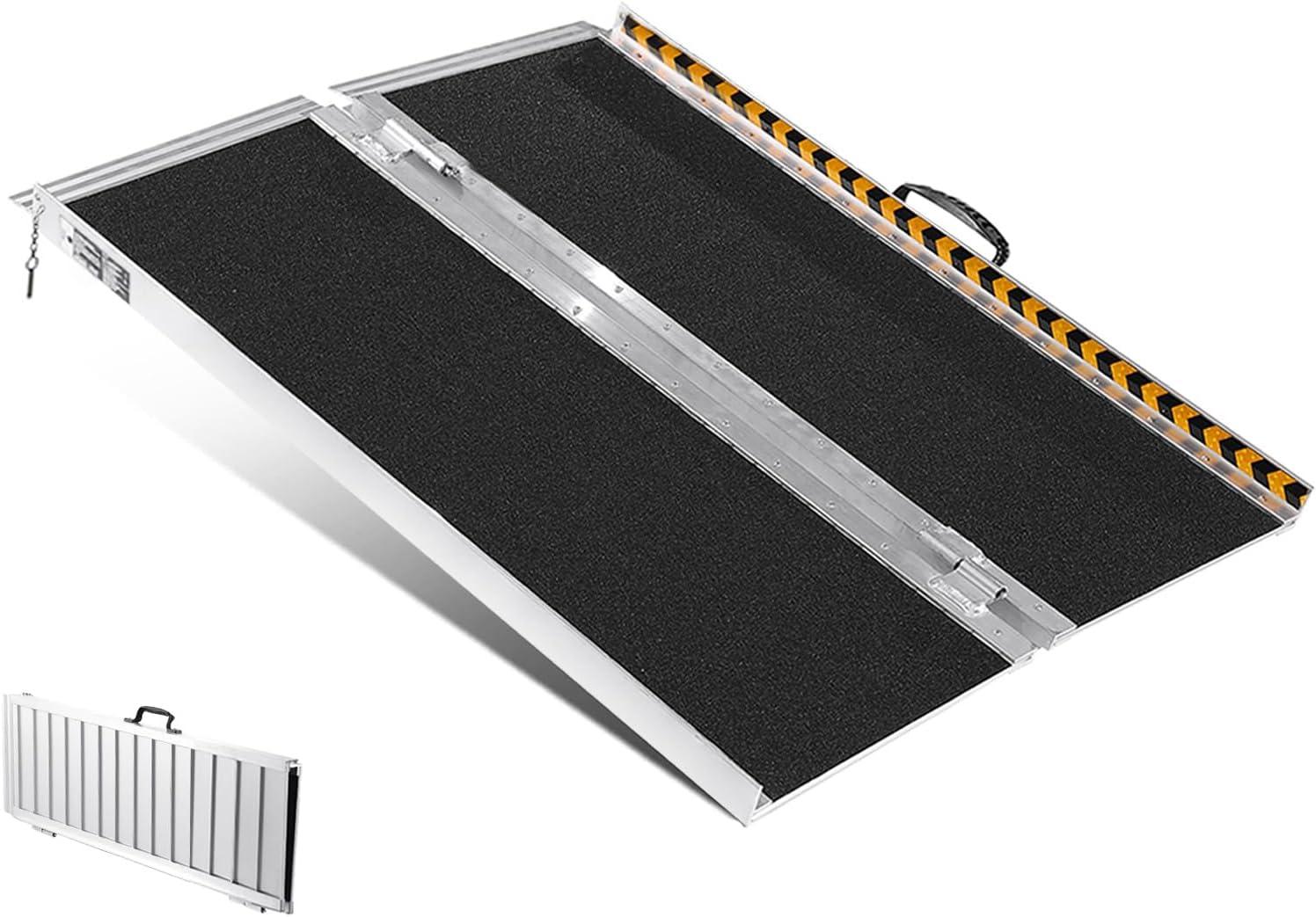 VEVOR Portable Wheelchair Ramp - 3 ft, 800 lbs Capacity, Non-Slip Aluminum, Folding Threshold Ramp for Mobility Scooters, Suitable for Home Steps, Stairs, Doorways, Curbs