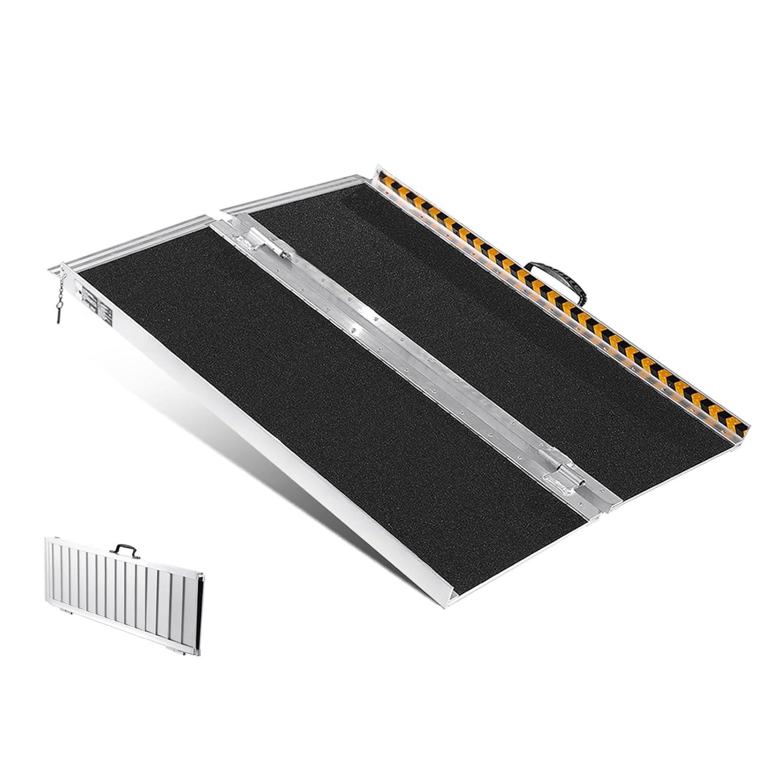 VEVOR Portable Wheelchair Ramp - 3 ft, 800 lbs Capacity, Non-Slip Aluminum, Folding Threshold Ramp for Mobility Scooters, Suitable for Home Steps, Stairs, Doorways, Curbs