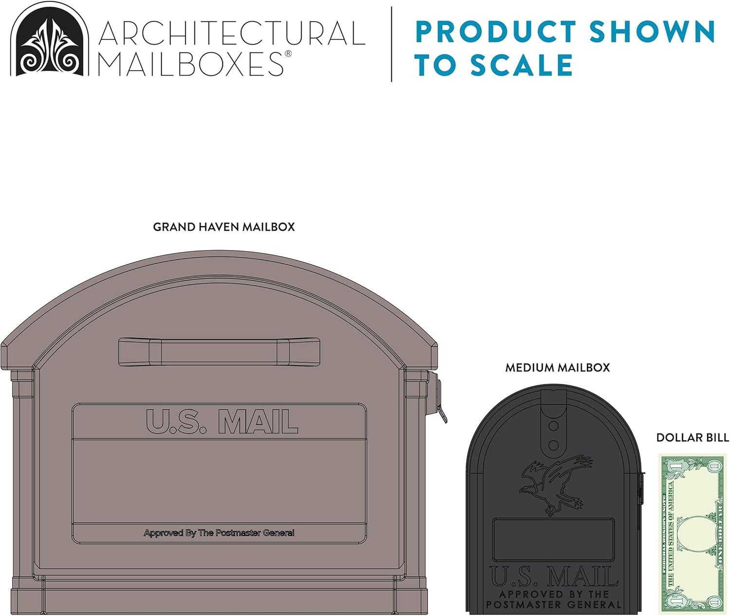 Gibraltar Mailboxes Grand Haven Classic Plastic Post Mount Mocha Mailbox