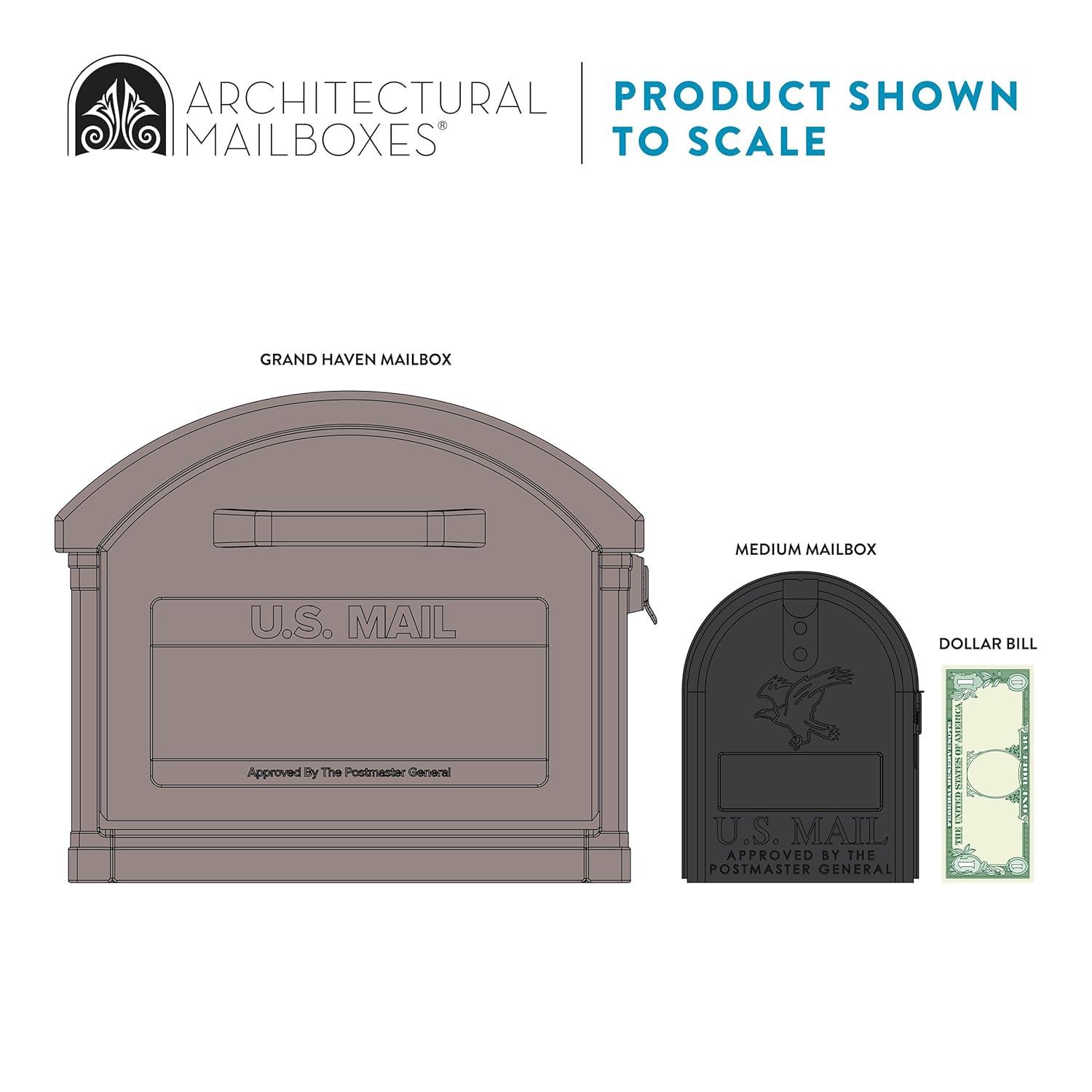 Gibraltar Mailboxes Grand Haven Classic Plastic Post Mount Mocha Mailbox