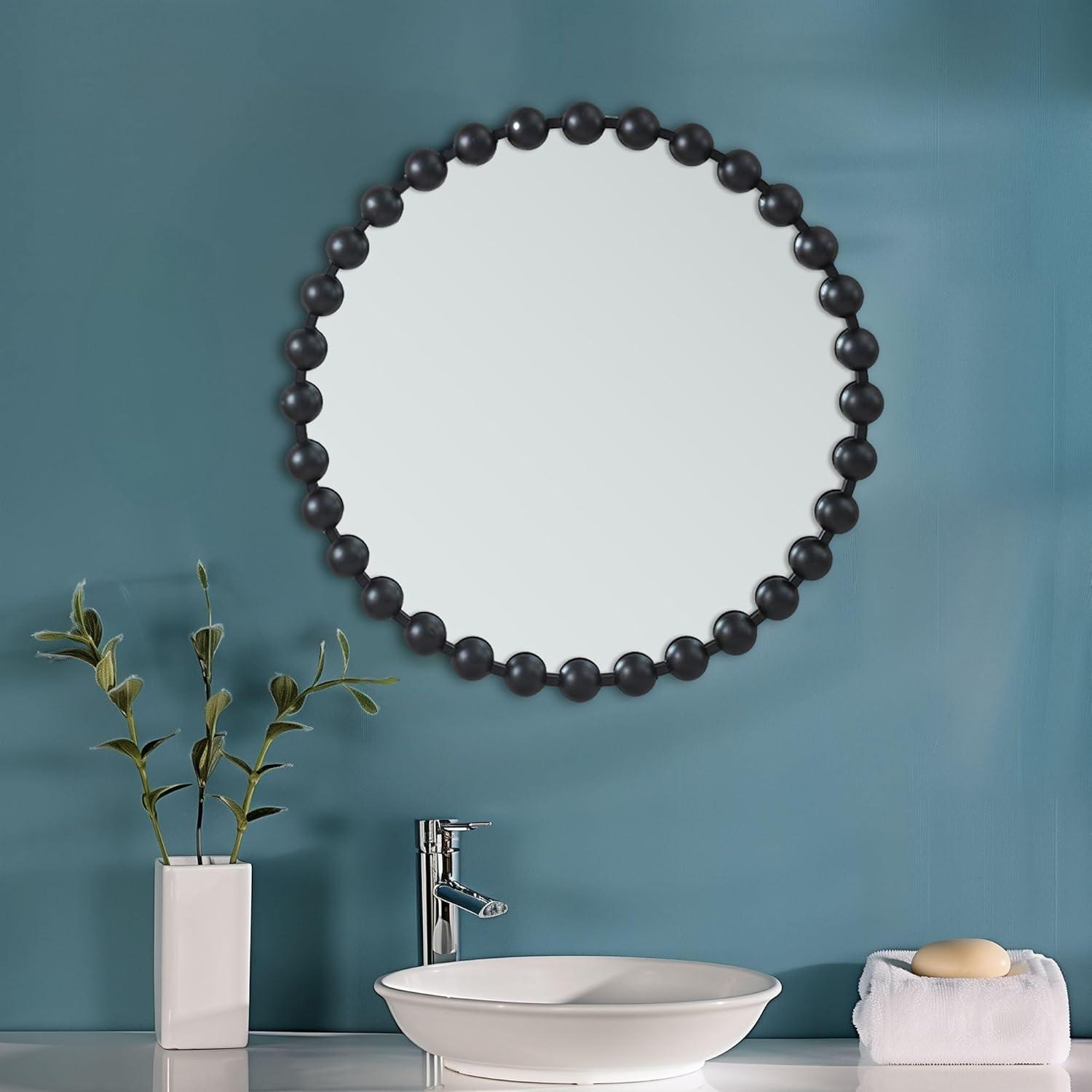 Marlowe Beaded Round Metal Wall Mirror