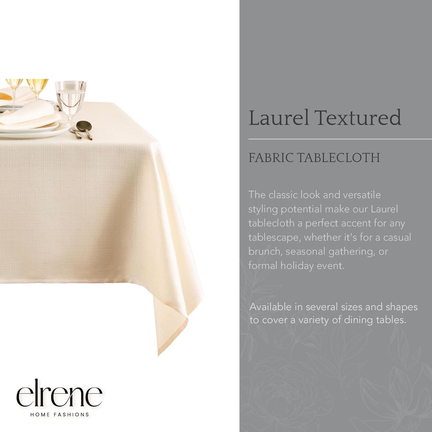 Laurel Solid Texture Water and Stain Resistant Tablecloth - 60" x 144" - Ivory - Elrene Home Fashions