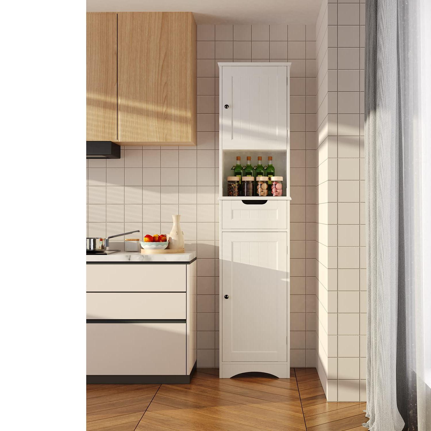 67" Tall Bathroom Storage Cabinet with Adjustable Shelves, Space-Saving Organizer for Bathroom| Kitchen| Living Room, White