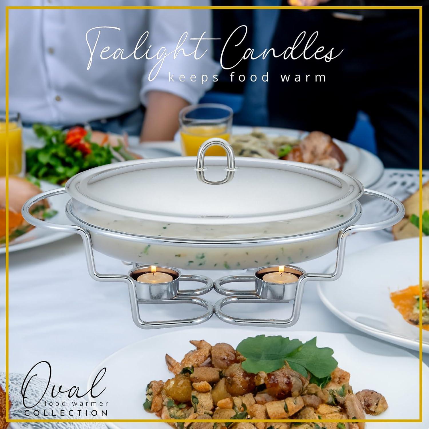 Stainless Steel 3-Quart Chafing Dish Buffet Set with Glass Tray