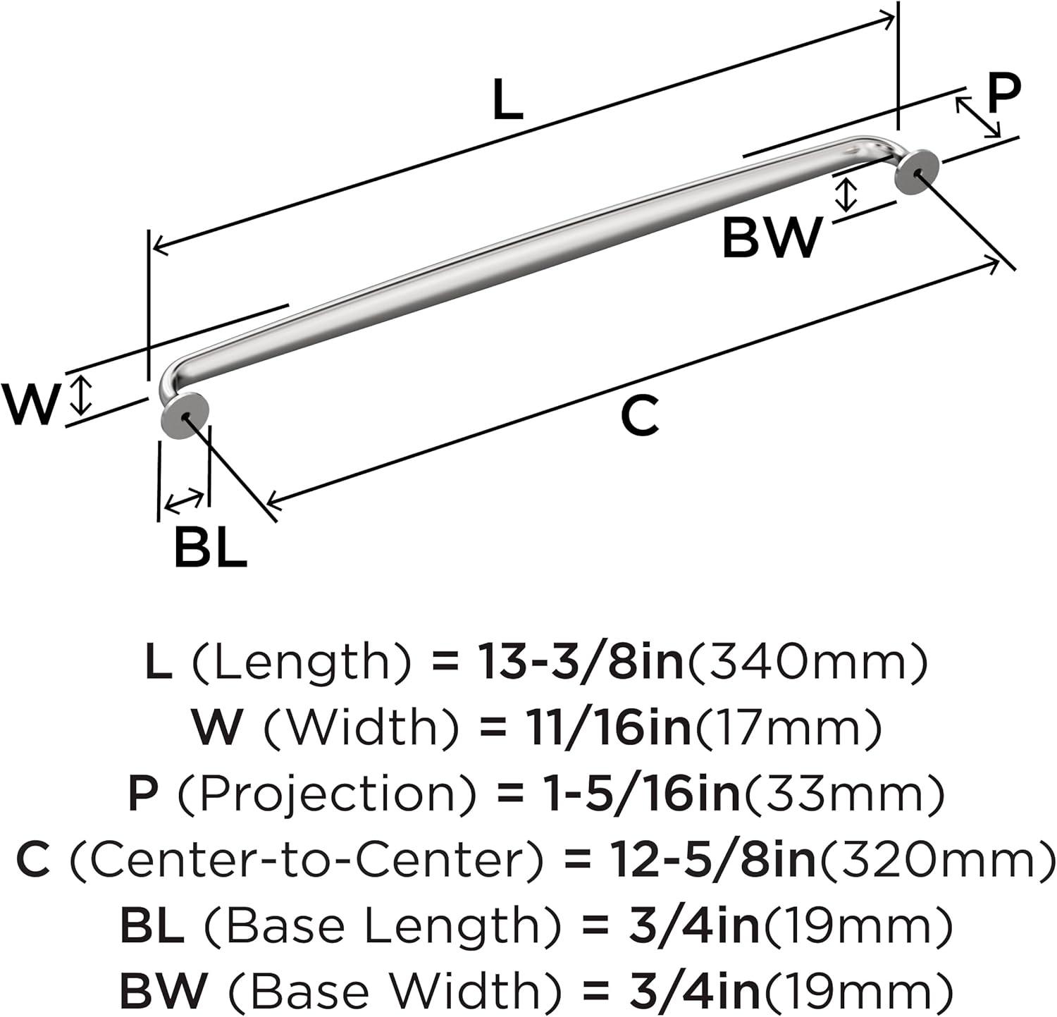 Polished Chrome 12-5/8 inch Modern Bar Pull