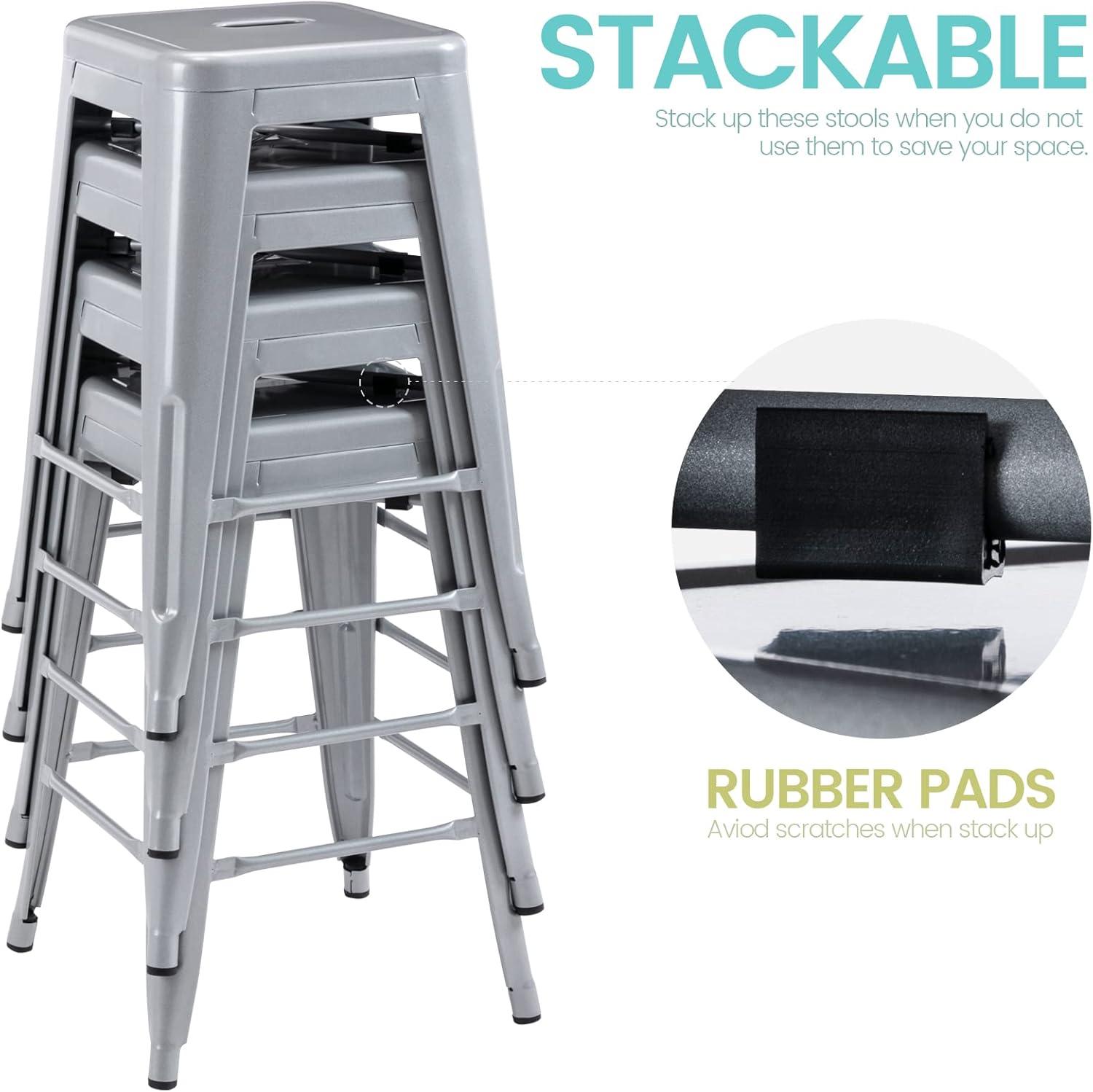 Williston Forge Kohki 24" Counter Stool Metal Bar Stools Counter Height Barstools Backless Indoor/Outdoor Bar Stools Kitchen Counter Stools Chairs(Set of 4)