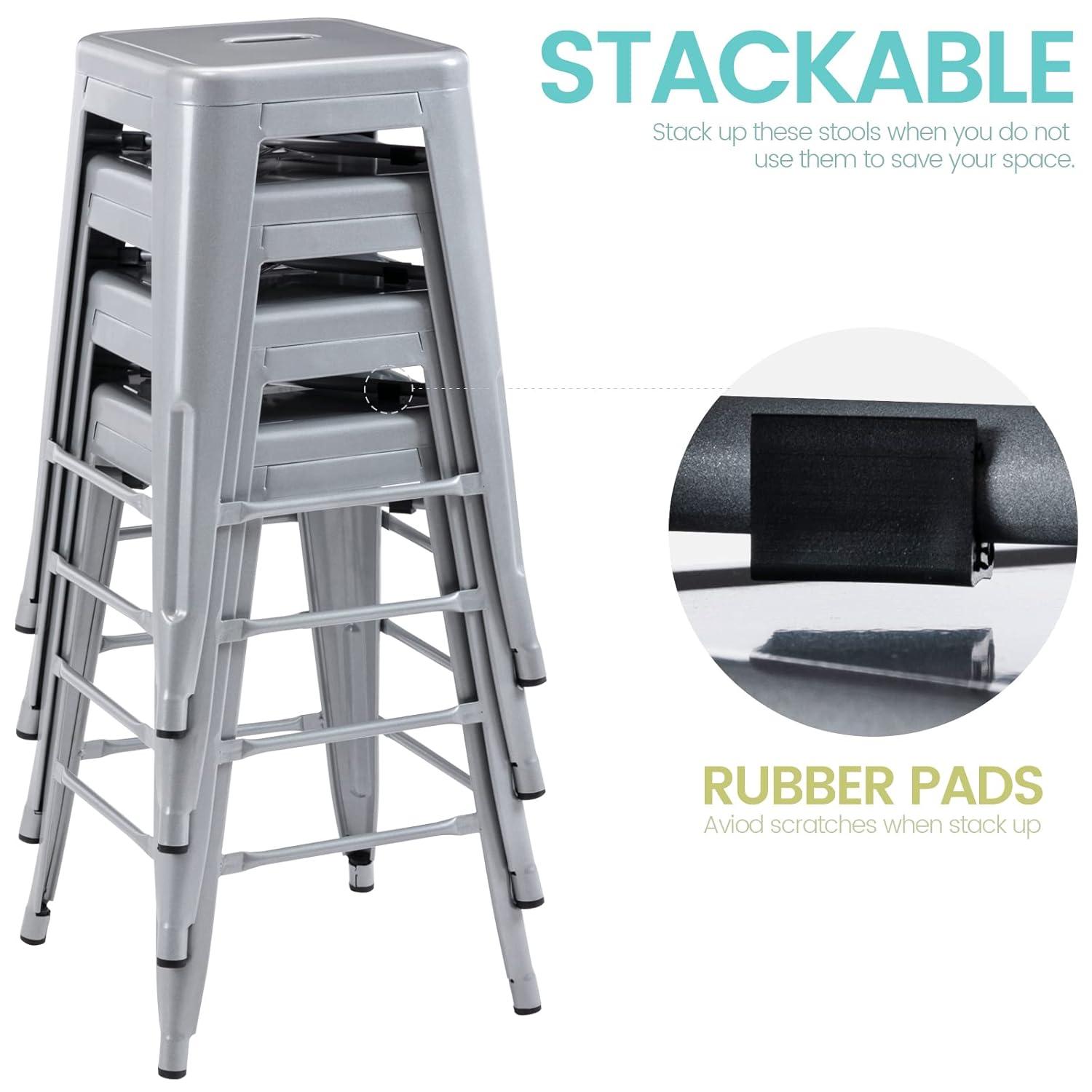 Williston Forge Kohki 24" Counter Stool Metal Bar Stools Counter Height Barstools Backless Indoor/Outdoor Bar Stools Kitchen Counter Stools Chairs(Set of 4)