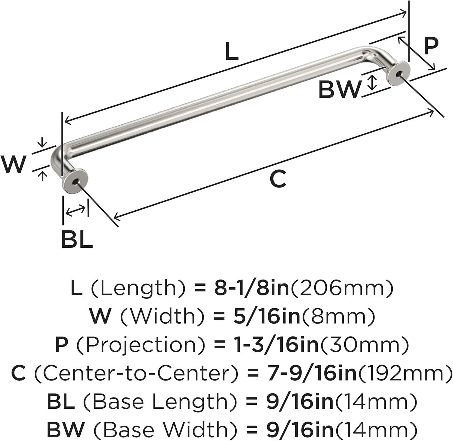 Amerock Factor 7-9/16 inch (192mm) Center-to-Center Polished Nickel Cabinet Pull