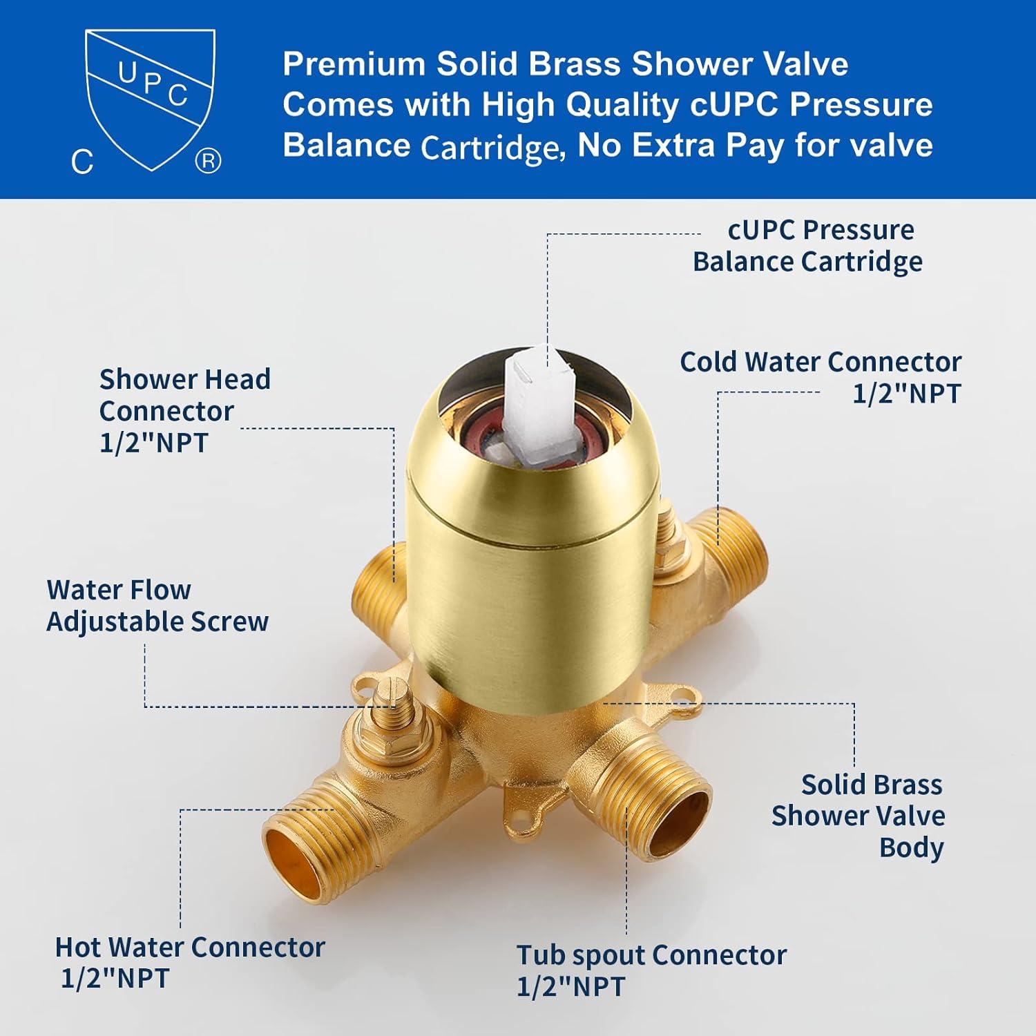 Brushed Gold Dual Shower Head and Handheld Combo Set