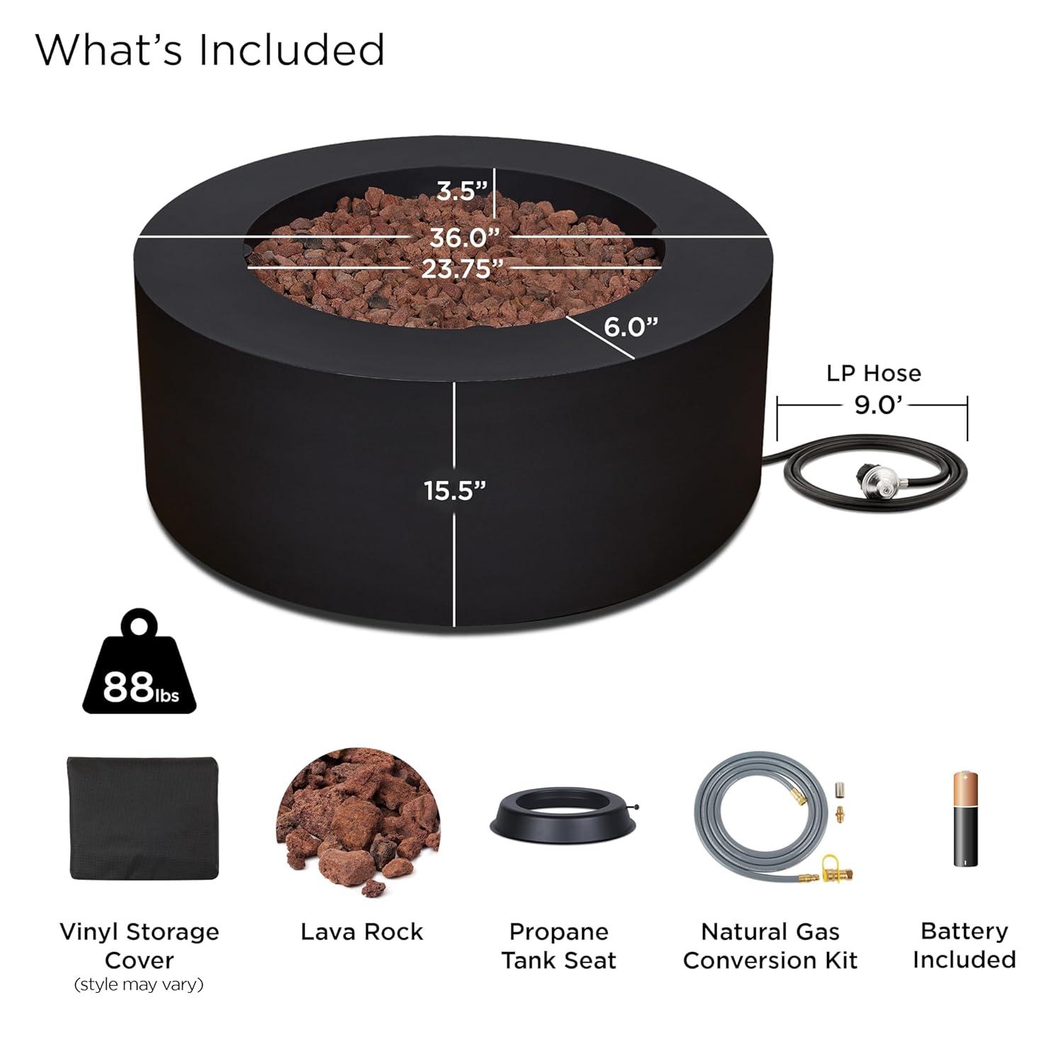 Aegean 36" Round Steel Propane or Natural Gas Fire Pit Table by Real Flame