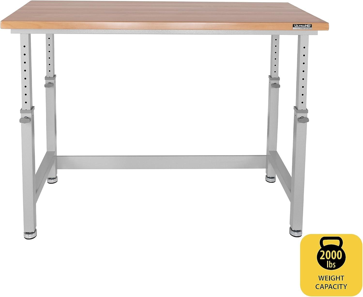 Seville Classics UltraHD Adjustable Height Workbench, 60" W x 24" D x 28.5" - 42" H