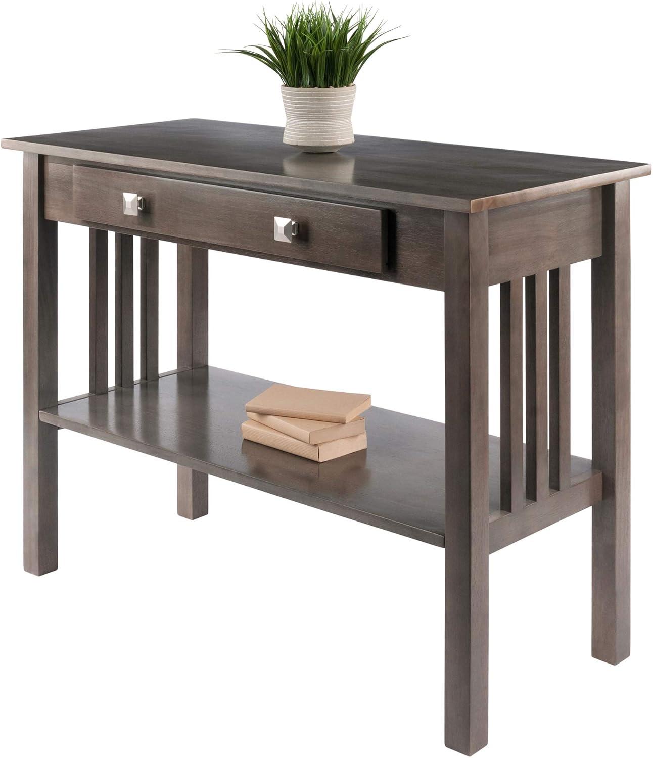 Stafford Console Hall Table Oyster Gray - Winsome: Modern Sofa Table with Storage Shelf & Drawer