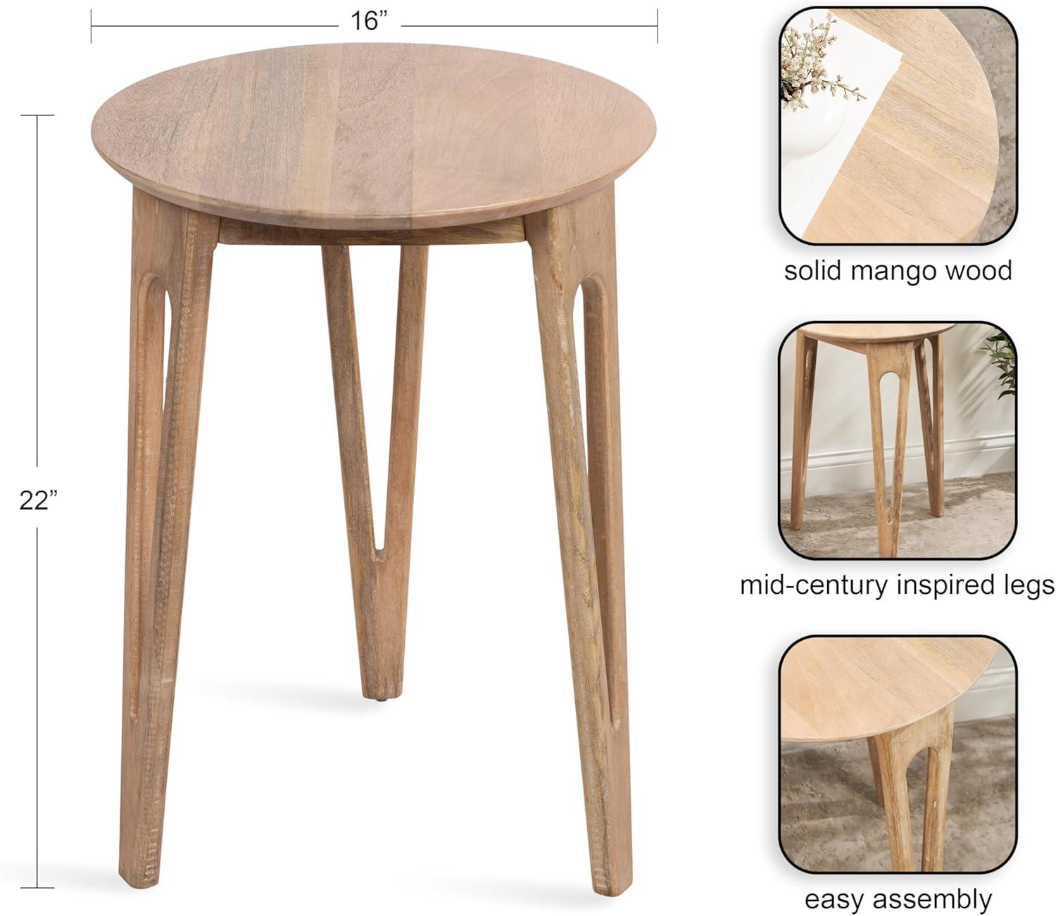 Kate and Laurel Kershaw Modern Round Side Table, 16 x 16 x 22, Natural Wood, Transitional Circle Living Room End Table with Tapered Hairpin Legs for Use as Bedroom Nightstand Table