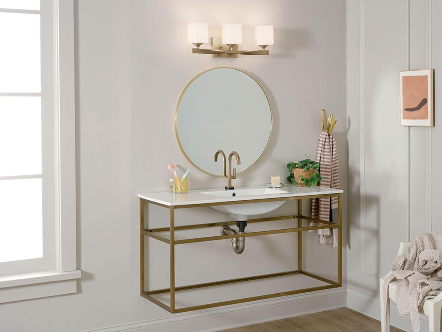 Champagne Bronze 3-Light Vanity with Satin Etched Glass