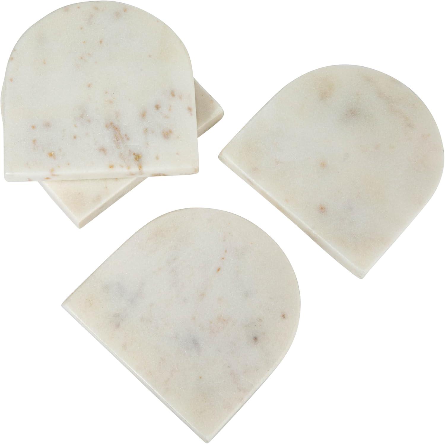 Bloomingville Modern Arched Marble Coasters, Set of 4, White