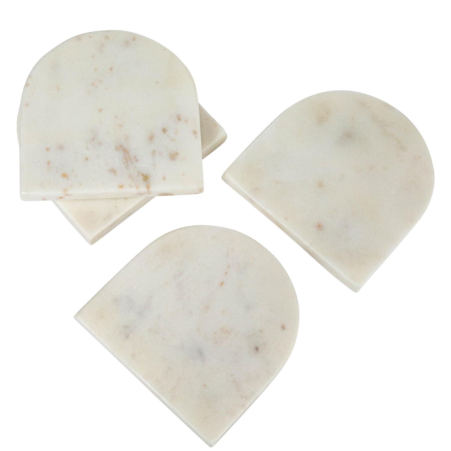 Bloomingville Modern Arched Marble Coasters, Set of 4, White