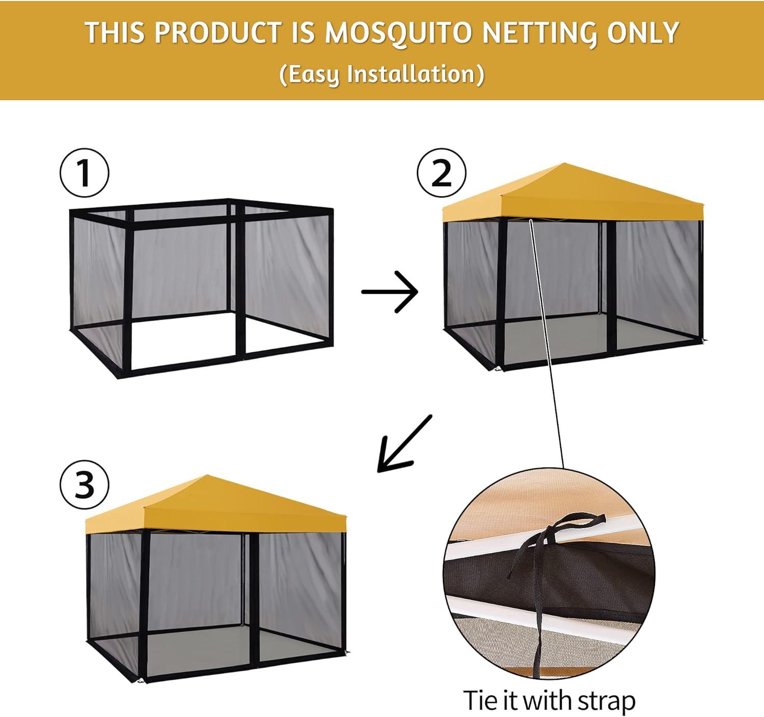 10' x 10' Black Mesh Mosquito Netting for Patio Canopy