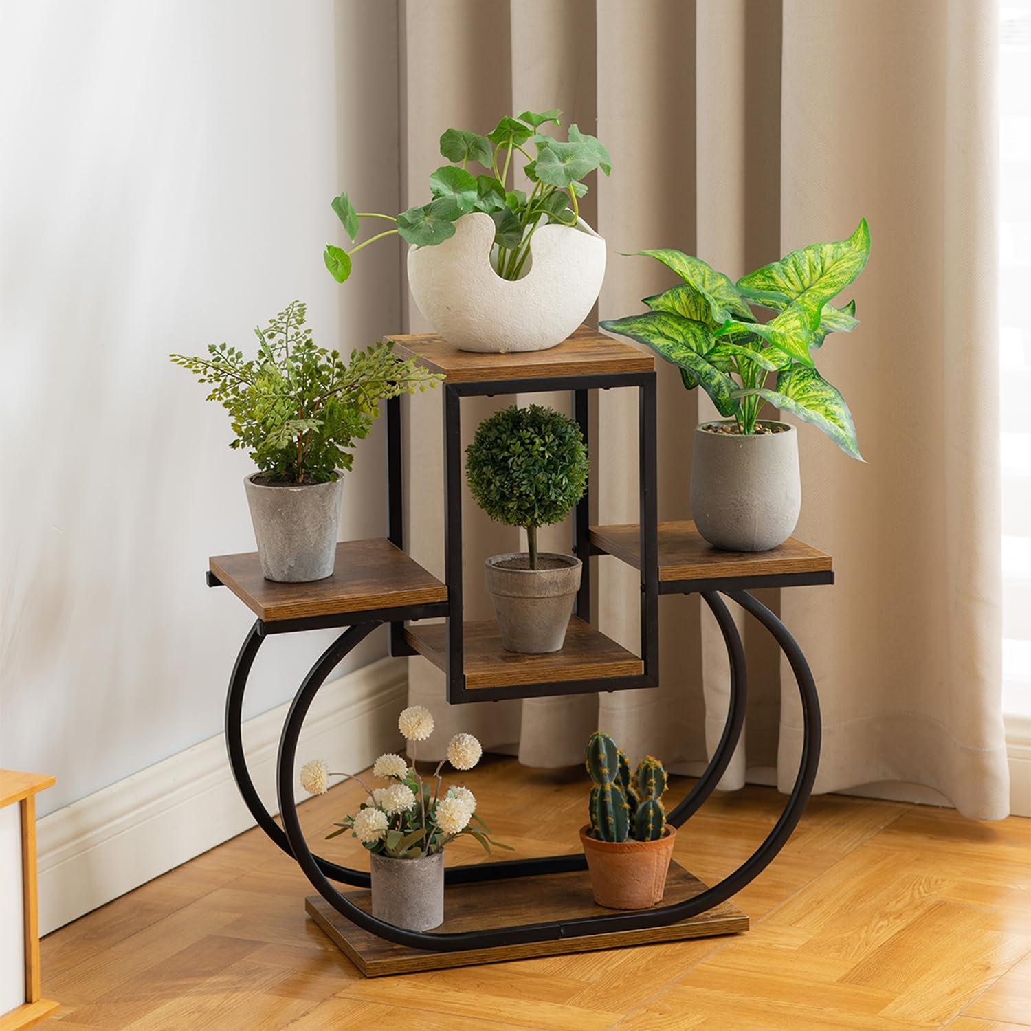 CHPHI Wood Plant Stand - Tiered Indoor/Outdoor Heart Shape Plant Stand for Multiple Plants, Living Room