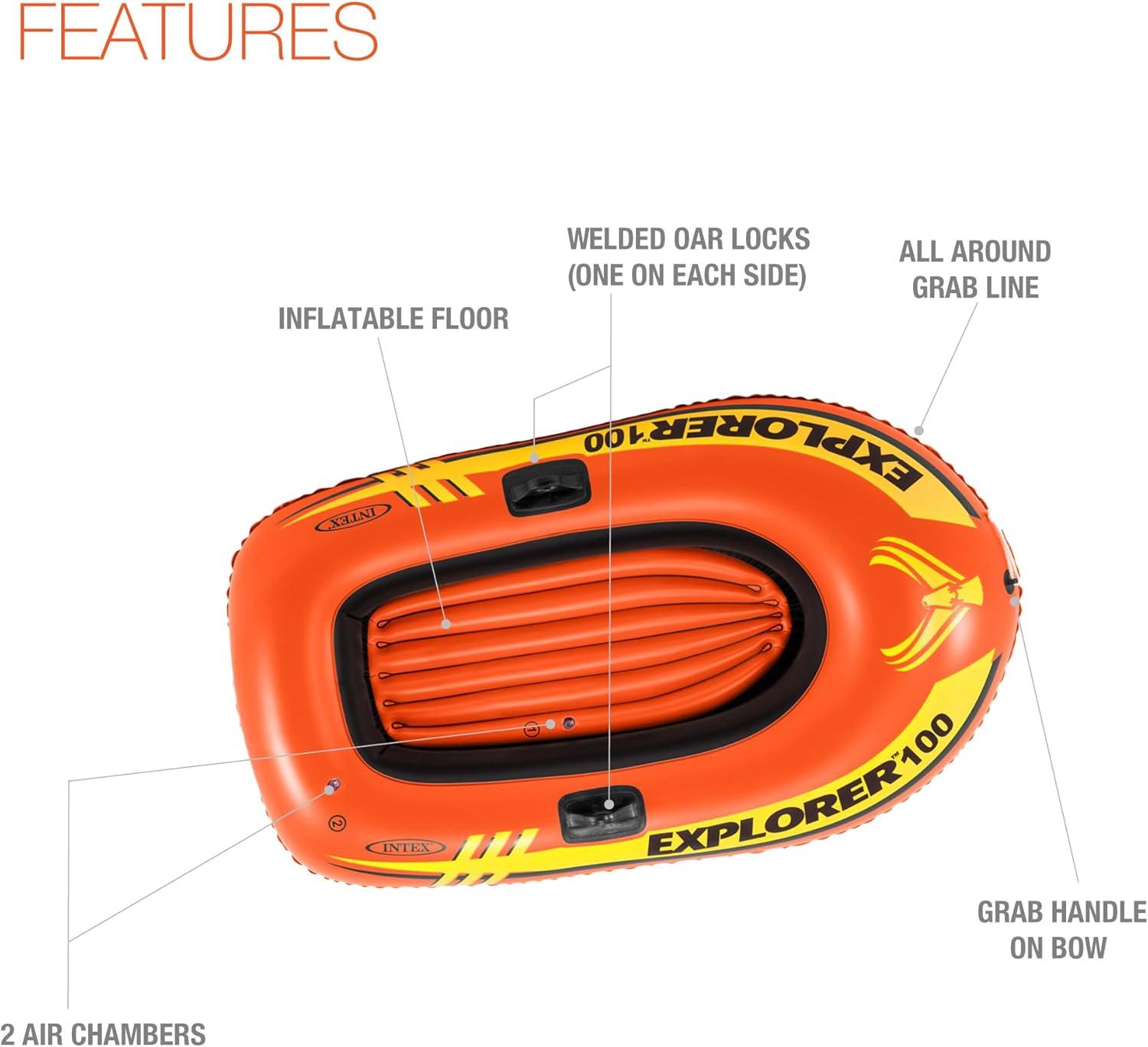 Open Box Intex Explorer 100 1 Person Youth Pool Lake Inflatable Raft Row Boat