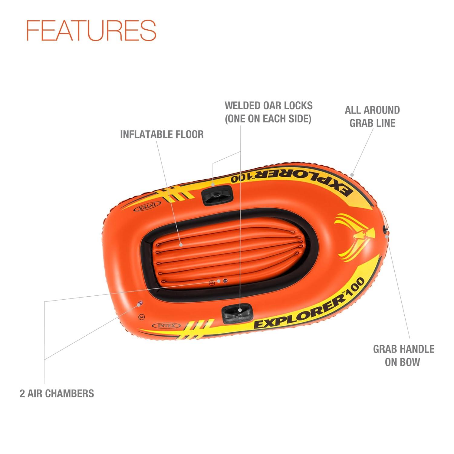Open Box Intex Explorer 100 1 Person Youth Pool Lake Inflatable Raft Row Boat