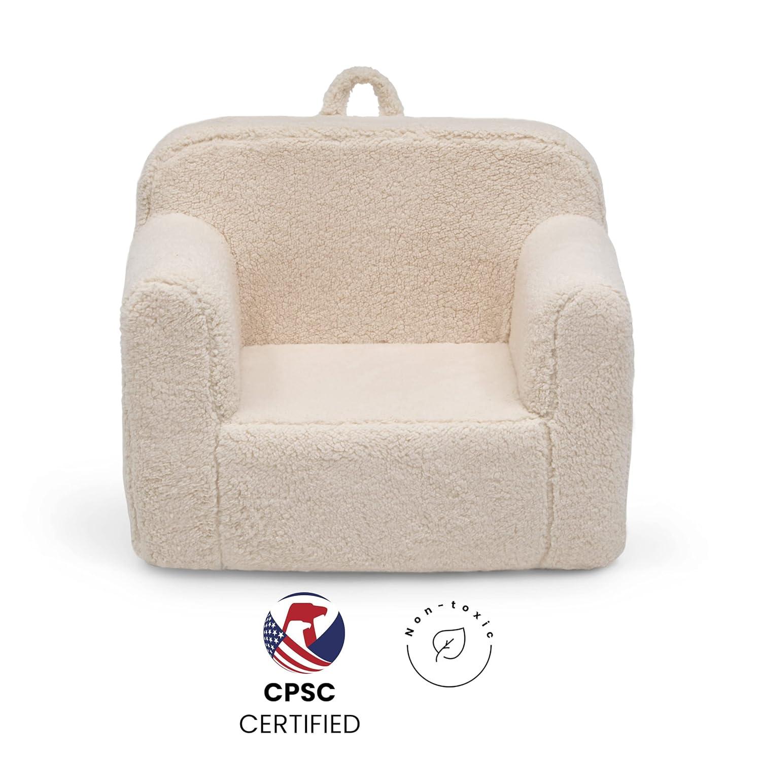 Cream Sherpa Kids' Foam Chair with Handle